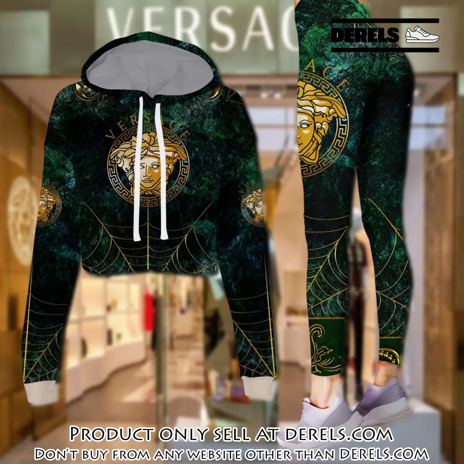Versace medusa spider silk luxury brand clothes leggings and crop top set for women dr2028450